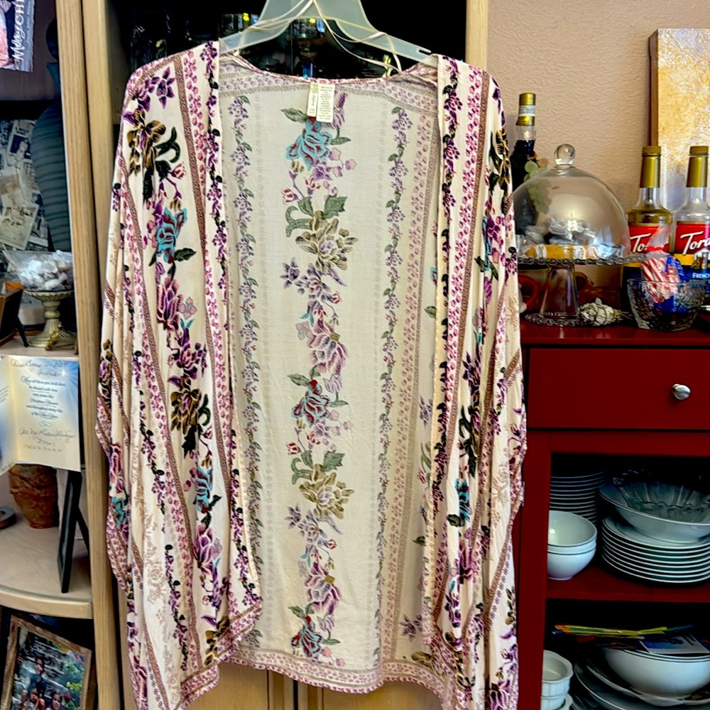 Boho lightweight floral cover up/ shawl